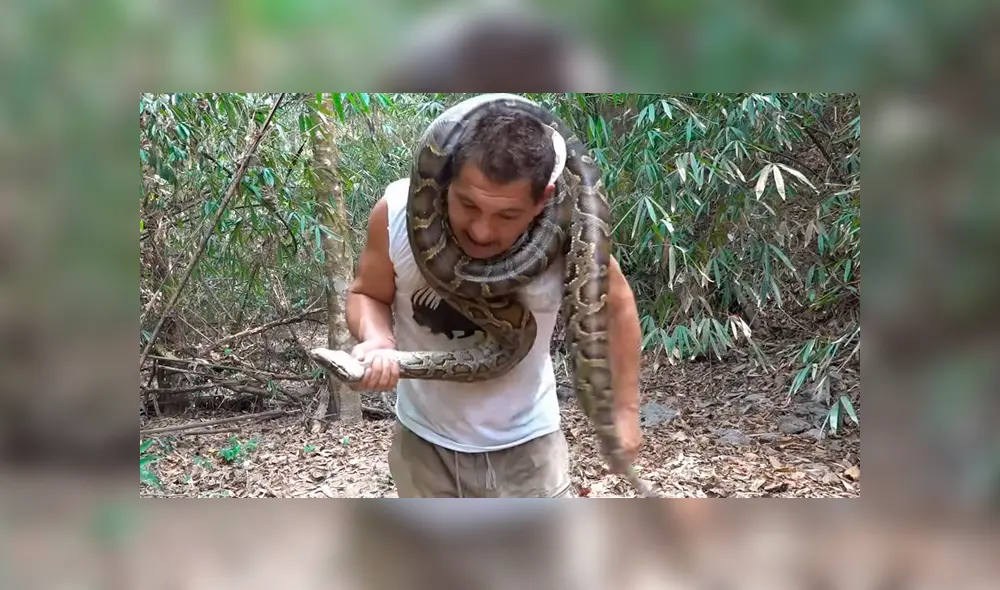 Desliza hacia la izquierda para ver la terrorífica escena en que la serpiente enrosca el cuello de un excursionista en Tailandia. El video es viral en YouTube.