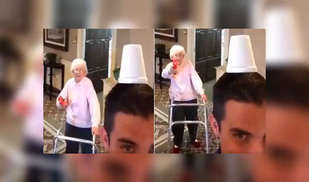Abuela juega ‘tiro al blanco’ junto a su nieto y demuestra su agudo pulso [VIDEO]