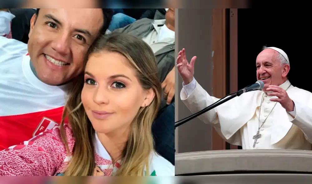 Brunella Horna y Richard Acuña ven al papa Francisco en Huanchaco [VIDEO]