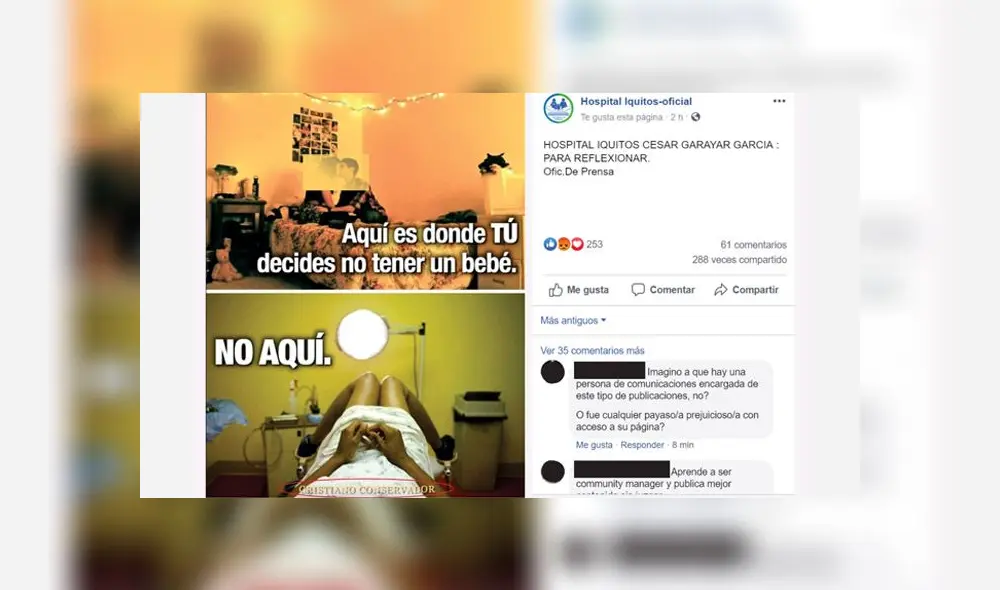 Polémica por hospital público de Iquitos que se mostró en contra del aborto Polémica por hospital público de Iquitos que se mostró en contra del aborto