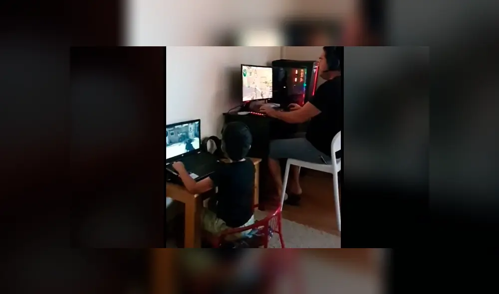 Padre e hijo juegan una partida de Counter Strike como Terrorist. Foto: TikTok.