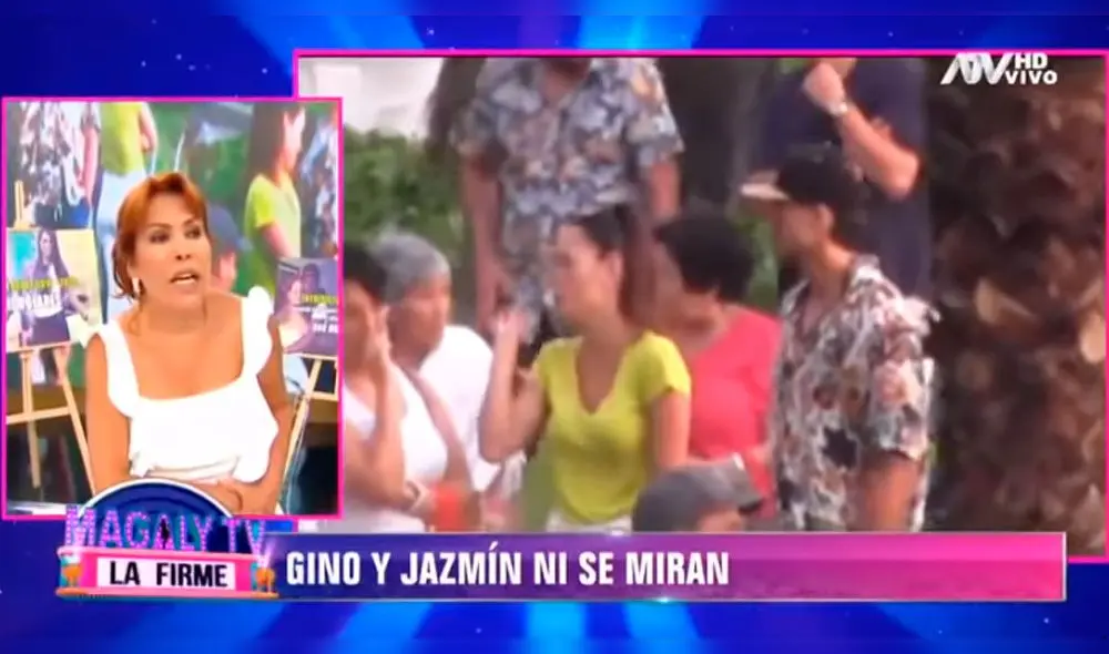 Magaly Medina muestra imágenes de Jazmín Pinedo y Gino Assereto  Foto: captura