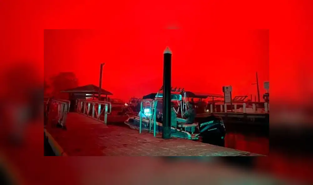 El cielo está en un tono rojizo y es imposible respirar debido al humo. Foto: Difusión El cielo está en un tono rojizo y es imposible respirar debido al humo. Foto: Difusión