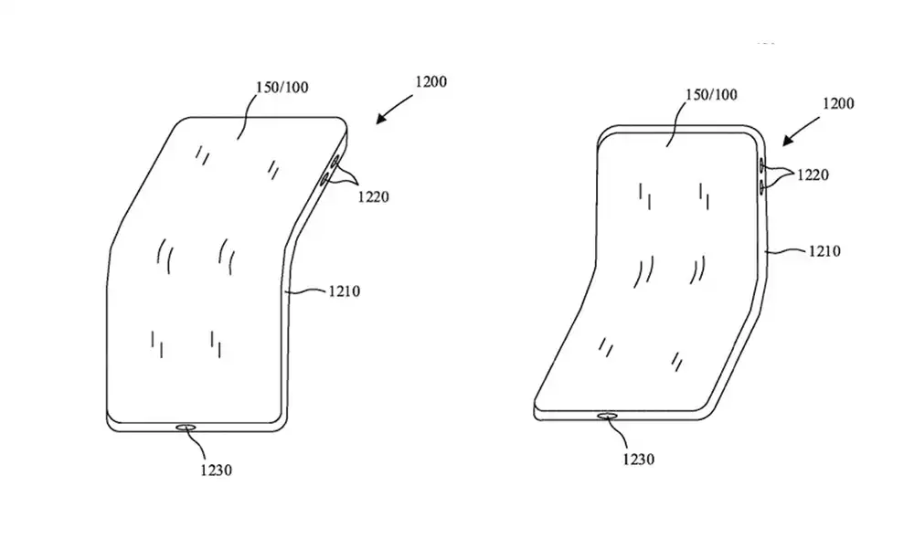 Patente de la pantalla plegable de Apple. Foto: macrumors Patente de la pantalla plegable de Apple. Foto: macrumors