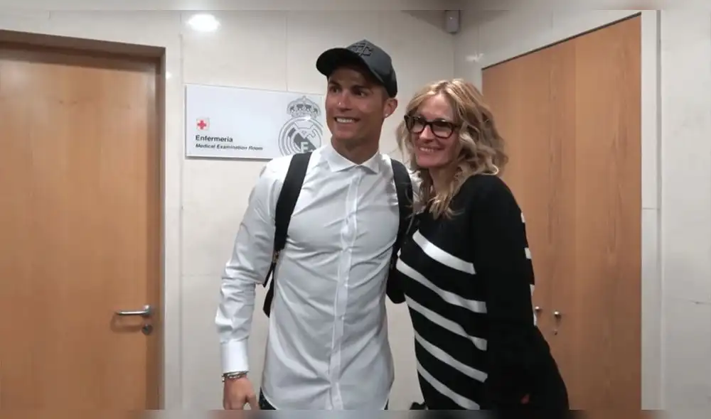 Julia Roberts con Messi y Cristiano Ronaldo