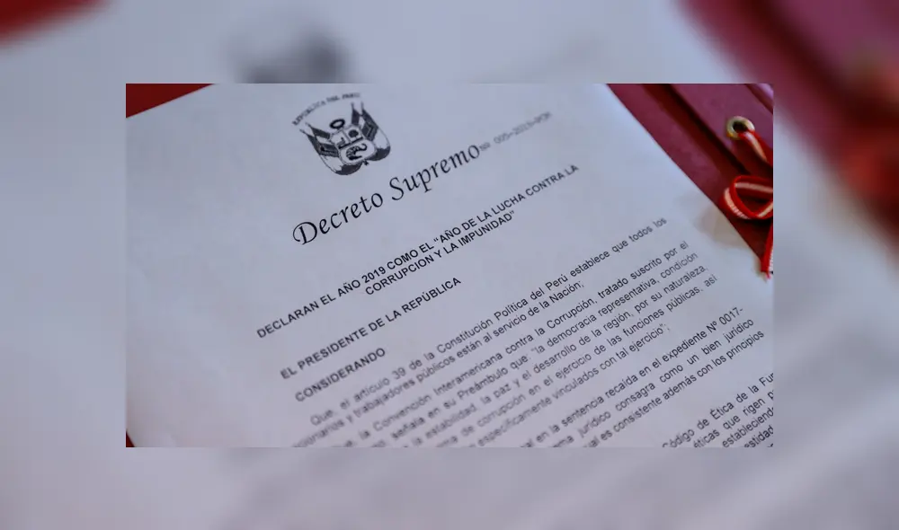 Nombre oficial del año 2019 en Perú: “Año de la Lucha Contra la Corrupción y la Impunidad”