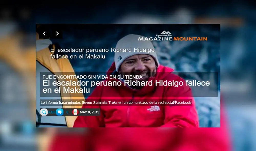 Richard Hidalgo: así reaccionó la prensa internacional sobre la muerte del montañista peruano