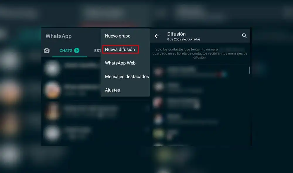 Crear listas de difusión en WhatsApp