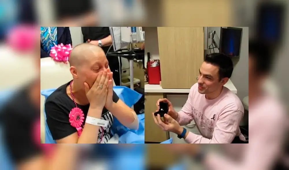 Mujer vence el cáncer y su novio de la infancia le pide matrimonio en su última quimioterapia [VIDEO]
