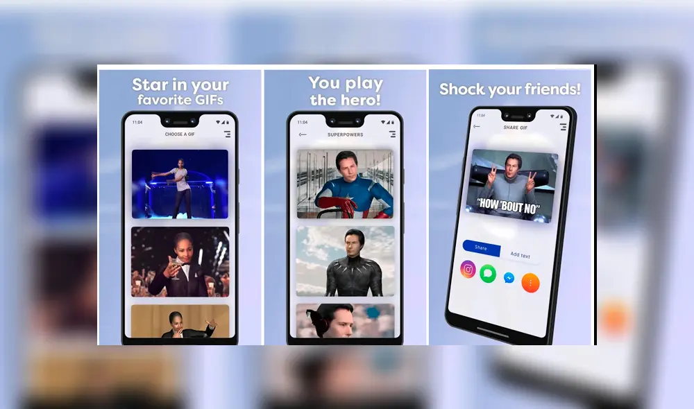 Morphin, por otro lado, te hace parte de gifs animados donde hasta puedes cambiar tu vestimenta.