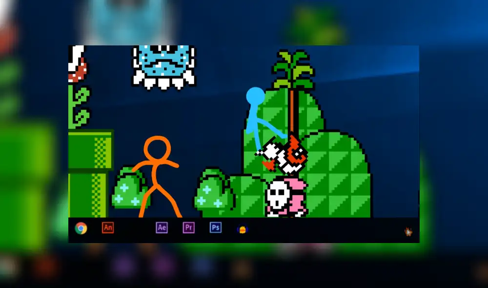 La intensa batalla entre Super Mario Bros y el 'muñeco de palitos'.