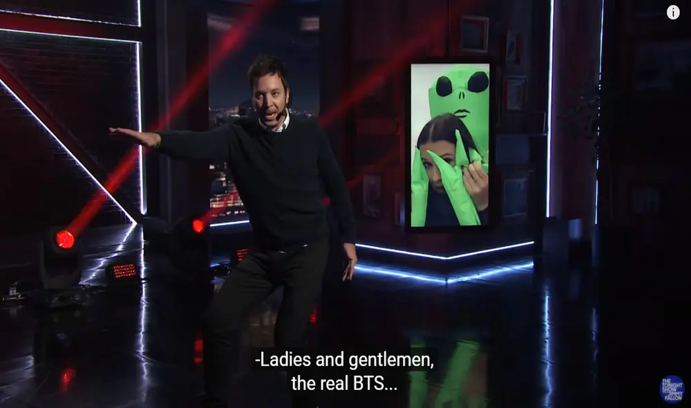 Desliza para ver más capturas de los que fue el baile de Jimmy Fallon con "Dynamite de BTS y la reacción de Millie Bobby Brown. Foto: The tonight show