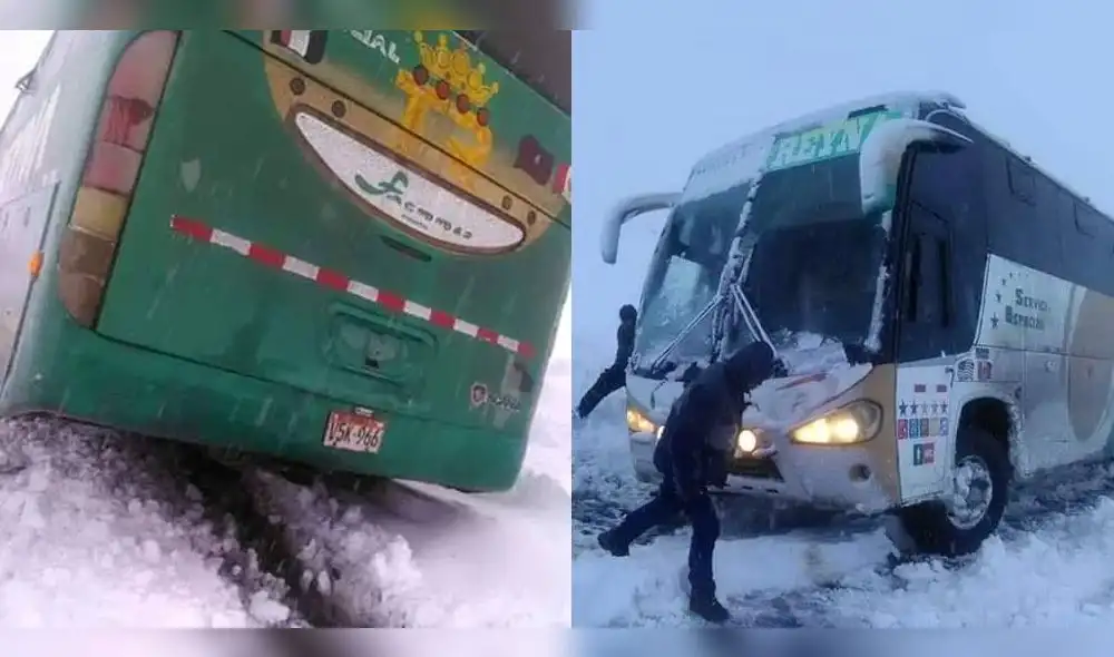 Buses quedan varados por nieve en el cruce Ares - Arcata en Arequipa [FOTOS]