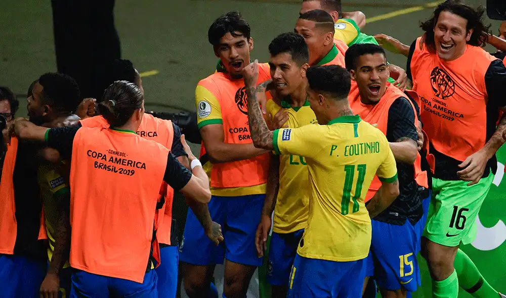 Roberto Firmino convirtió el 2-0 a favor de Brasil sobre Argentina en semifinales de la Copa América 2019. | Foto: AFP