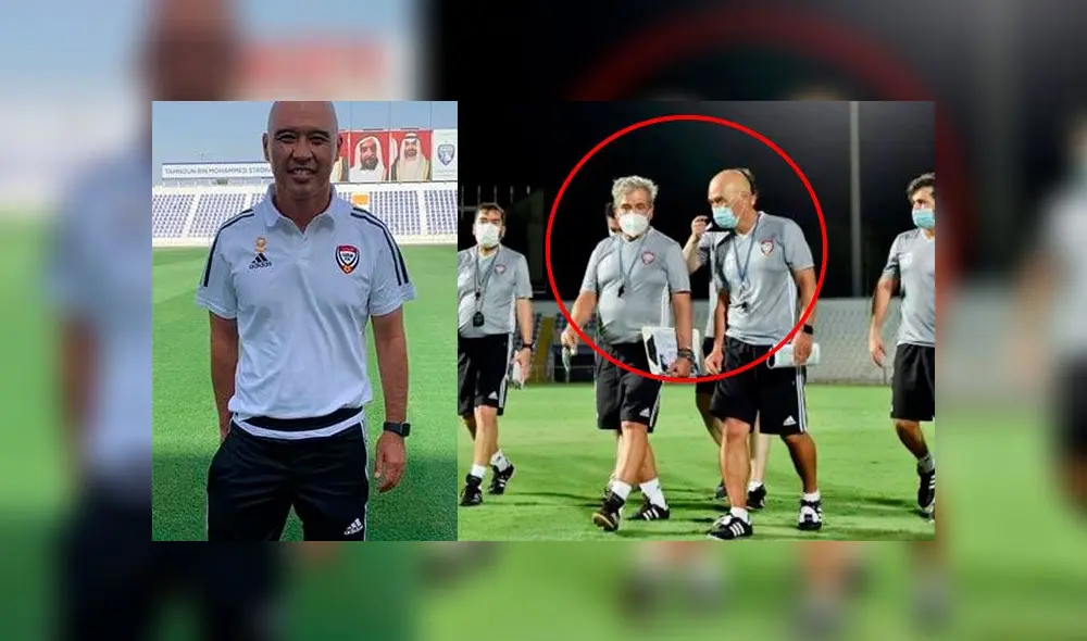 Tamashiro y Pinto en los entrenamientos de la selección de Emiratos Árabes. Foto: composición/Andina