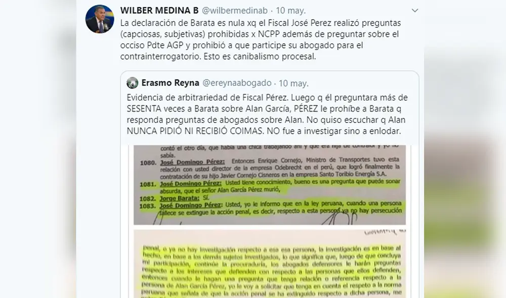 Las publicaciones de Wilber Medina contra Martín Vizcarra y fiscal José Domingo Pérez [FOTOS]