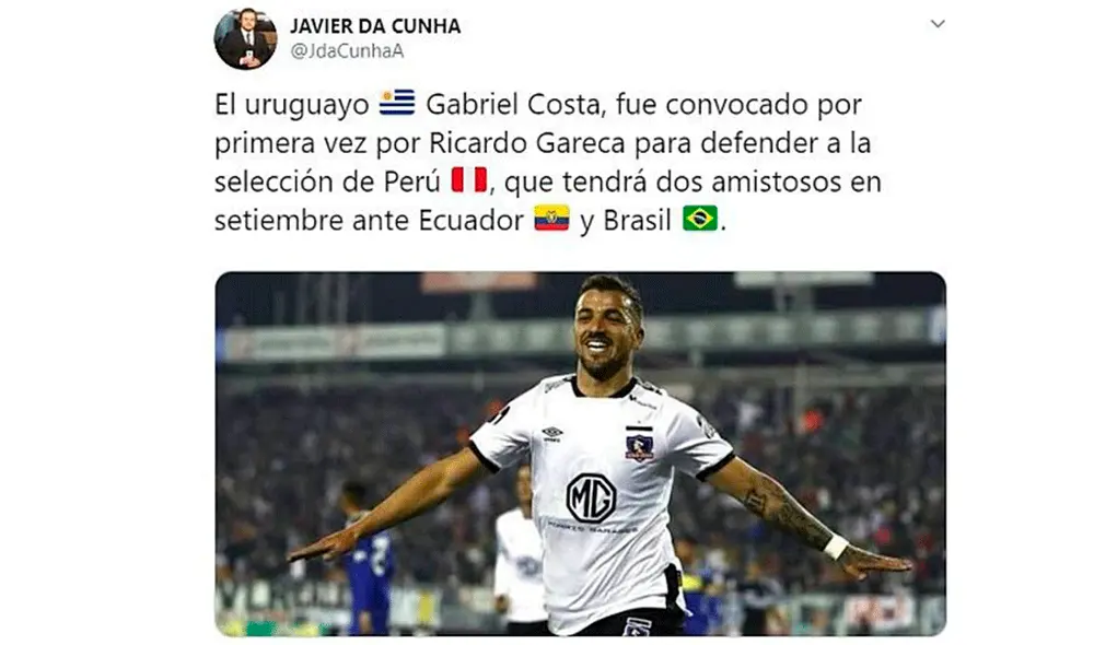 Así informó la prensa uruguaya sobre la convocatoria de Gabriel Costa a la selección peruana.