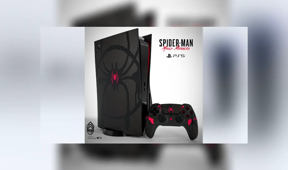 PS5 inspirada en Spiderman. Foto: XboxPope / Twitter. PS5 inspirada en Spiderman. Foto: XboxPope / Twitter.