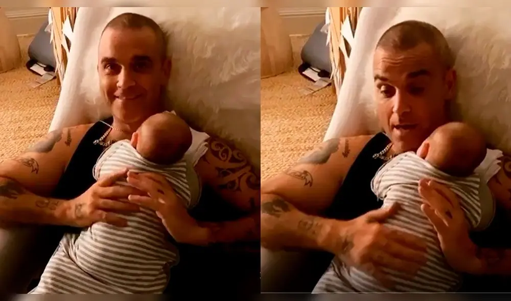 Robbie Williams enternece las redes sociales al cantarle a su hija. Foto: Instagram