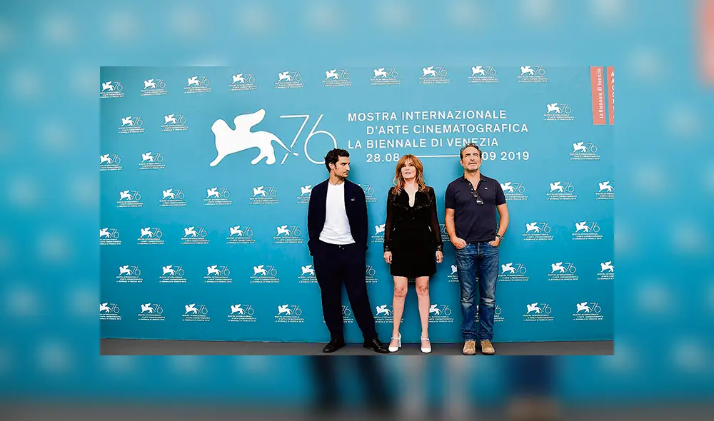 Polasnki ausante. Louis Garrel, Emmanuelle Seigner, Jean Duarjin en el festival.
