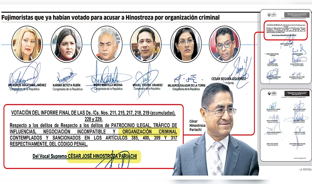 Seis fujimoristas cambiaron su voto para blindar a Hinostroza