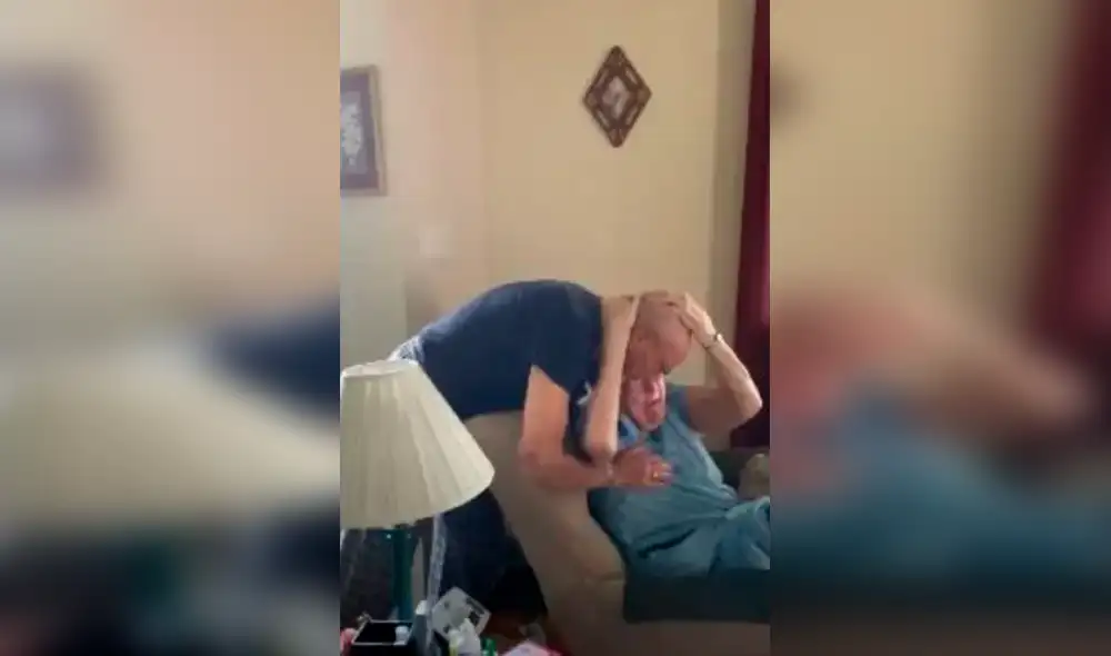 Desliza las imágenes para ver el emotivo momento del reencuentro de la pareja de esposos adultos mayores. Foto: captura de YouTube