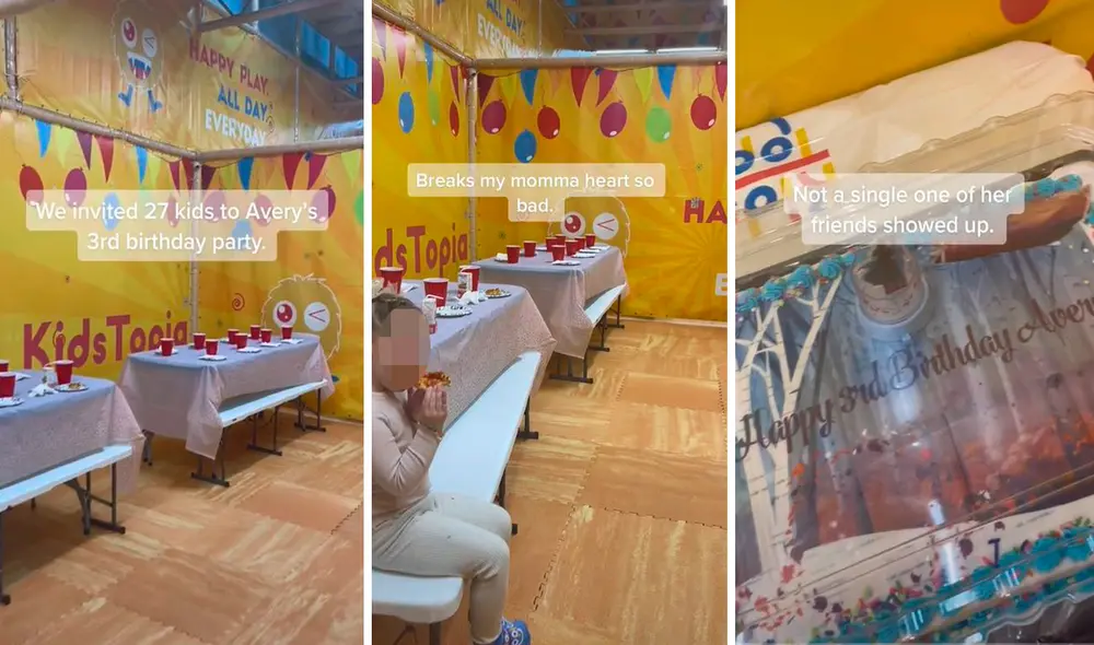 A pesar que avisó con tiempo, los 27 niños que estaban invitados no llegaron al local para festejar el cumpleaños. Foto: composición LR/TikTok/@breannamstrong A pesar que avisó con tiempo, los 27 niños que estaban invitados no llegaron al local para festejar el cumpleaños. Foto: composición LR/TikTok/@breannamstrong