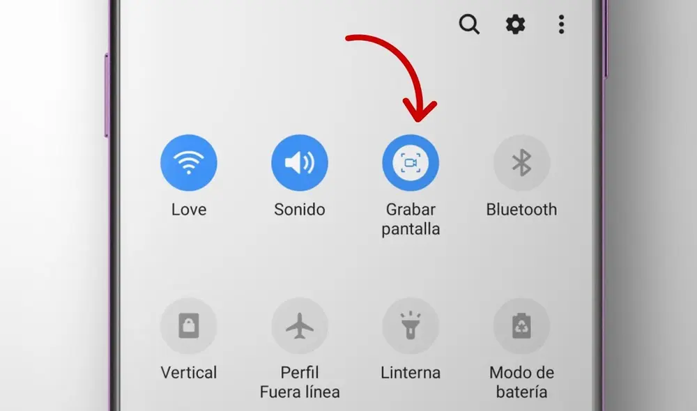La opción grabadora de pantalla está disponible en la mayoría de Android modernos. Foto: YouTube / Juatch La opción grabadora de pantalla está disponible en la mayoría de Android modernos. Foto: YouTube / Juatch