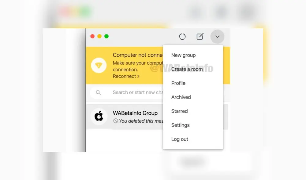 Acceso directo de Messenger en el menú de WhatsApp