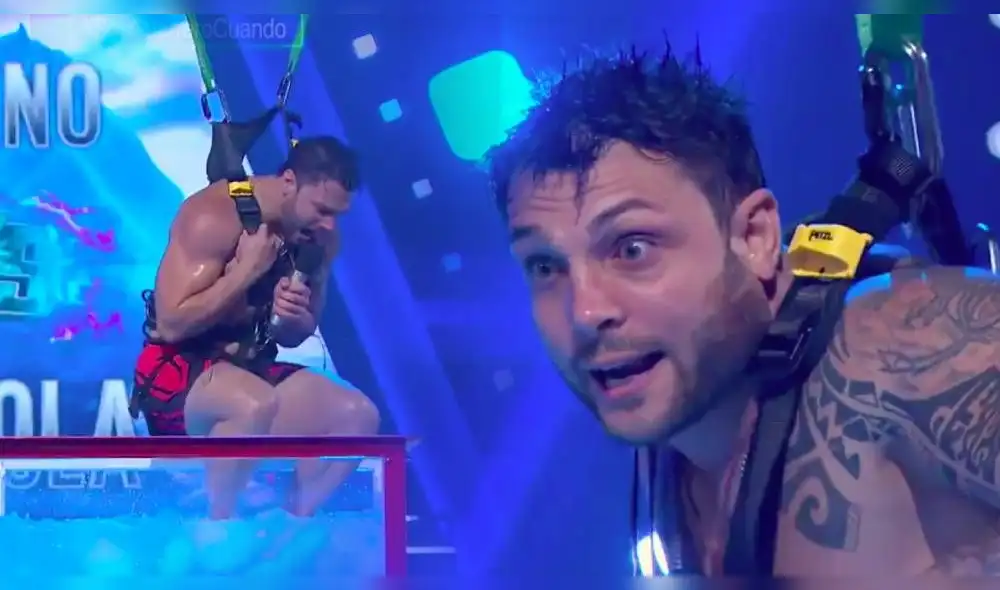 Se puede observar a Nicola Porcella representando al equipo de la ‘Cobras’ en un desafío de cultura general. (Foto: Captura Canal 5 / Televisa)