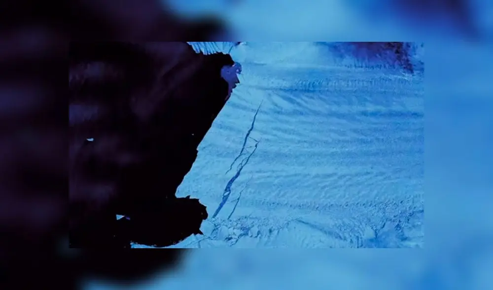 El satélite de la ESA captó el proceso del desprendimiento de la masa de hielo en la Antártida. Captura de video.