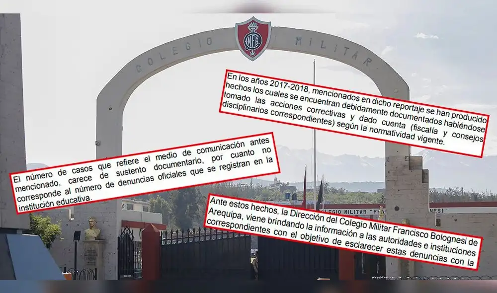 Ejército se pronuncia sobre denuncias en colegio militar de Arequipa