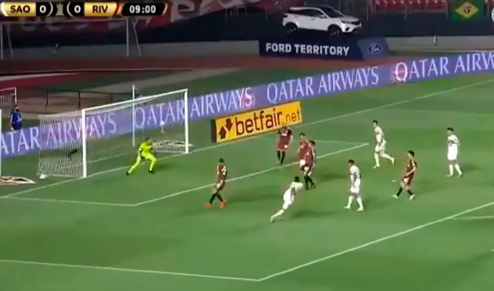 El gol anotado de Sao Paulo fue un atogol de Enzo Pérez. Foto: Captura/Fox Sports El gol anotado de Sao Paulo fue un atogol de Enzo Pérez. Foto: Captura/Fox Sports