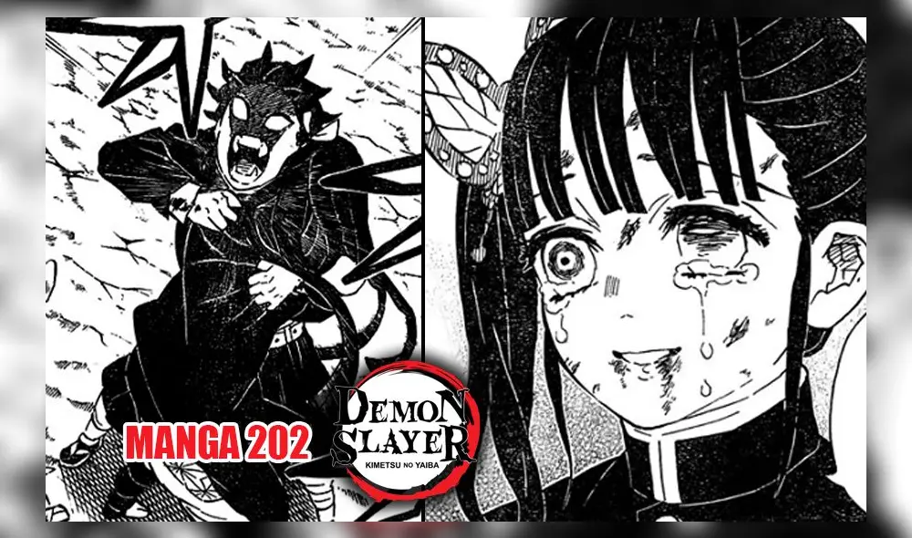 Resumen de Kimetsu no yaiba manga 202. Créditos: composición