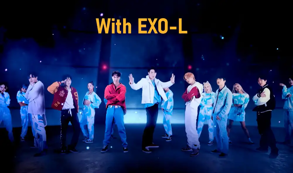 Chanyeol, Xiumin, Lay, Sehun, Kai, D.O y Beakhyun de EXO en el MV de "Don't fight the feeling". Foto: composición LR / captura YouTube