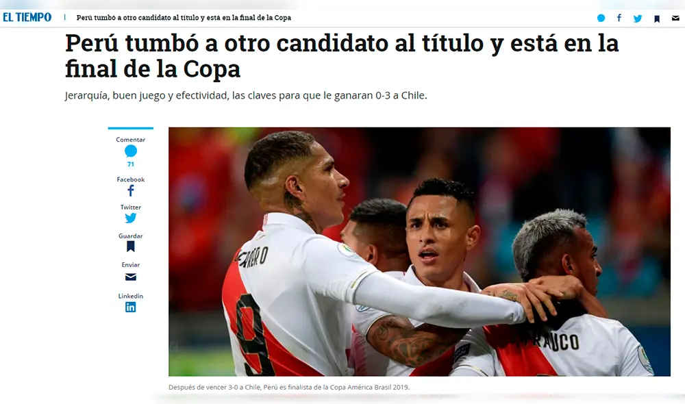 Así reaccionaron los medios internacionales tras la goleada de Perú a la selección chilena