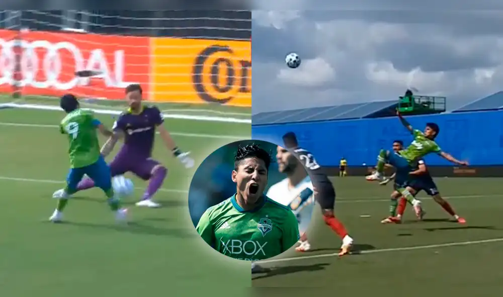 Raúl Ruidíaz busca el gol en la MLS con el Seattle Sounders: la picó frente al arquero e intentó de ‘chalaca’.