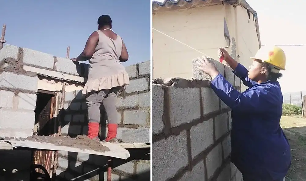 La joven decidió construir esta parte de su casa por cuenta propia y sorprendió a miles. Foto: Zamanzini Philisiwe / Facebook