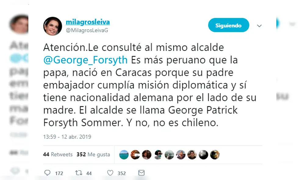 Milagros Leiva despeja rumores tras confirmar nacionalidad de George Forsyth