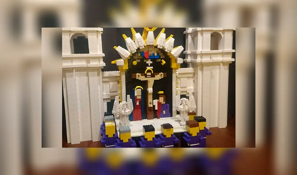 Escultura del Señor de los Milagros con legos. Foto: Andina