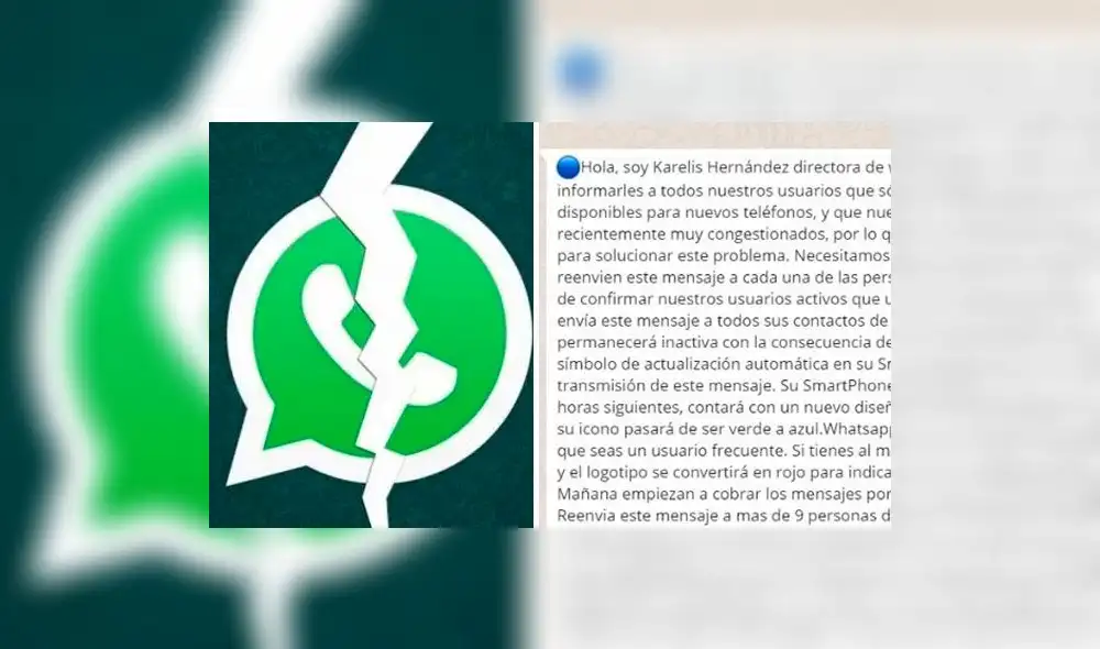 ¡Atención! Comparten en WhatsApp un falso mensaje que amenaza con cerrar cuentas y cobrar