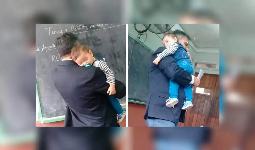 Facebook viral: profesor que dictó clases cargando al bebé de una alumna es admirado en redes [FOTOS]