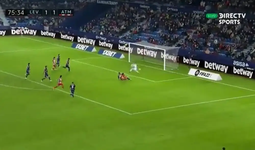 Matheus Cunha marcó el 2-1 para el Atlético. Foto: captura Directv Sports. Matheus Cunha marcó el 2-1 para el Atlético. Foto: captura Directv Sports.