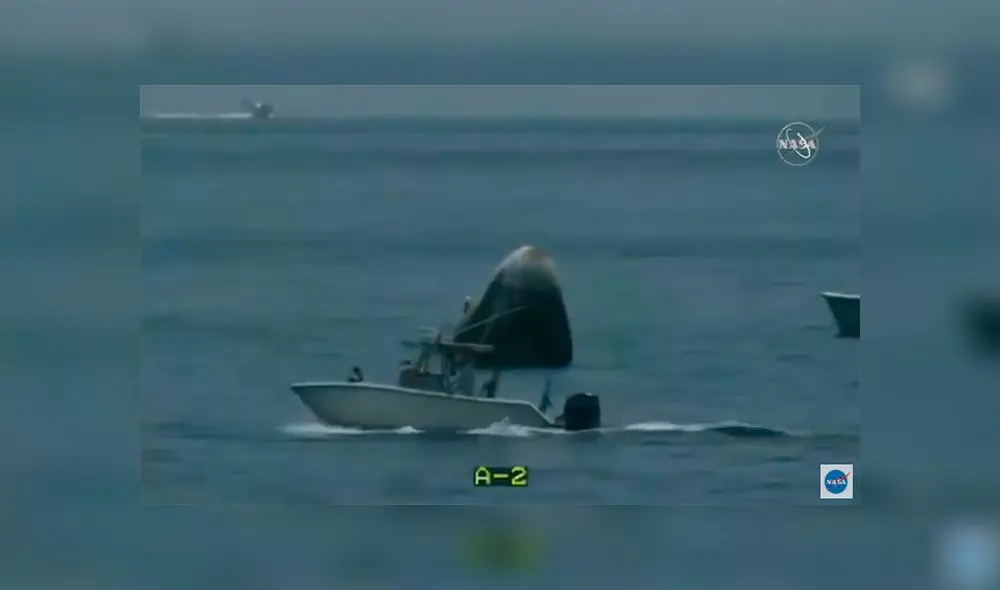 Como una "dinámica operación" calificó la NASA el proceso para sacar a los astronautas de la cápsula. Foto: captura (NASA)