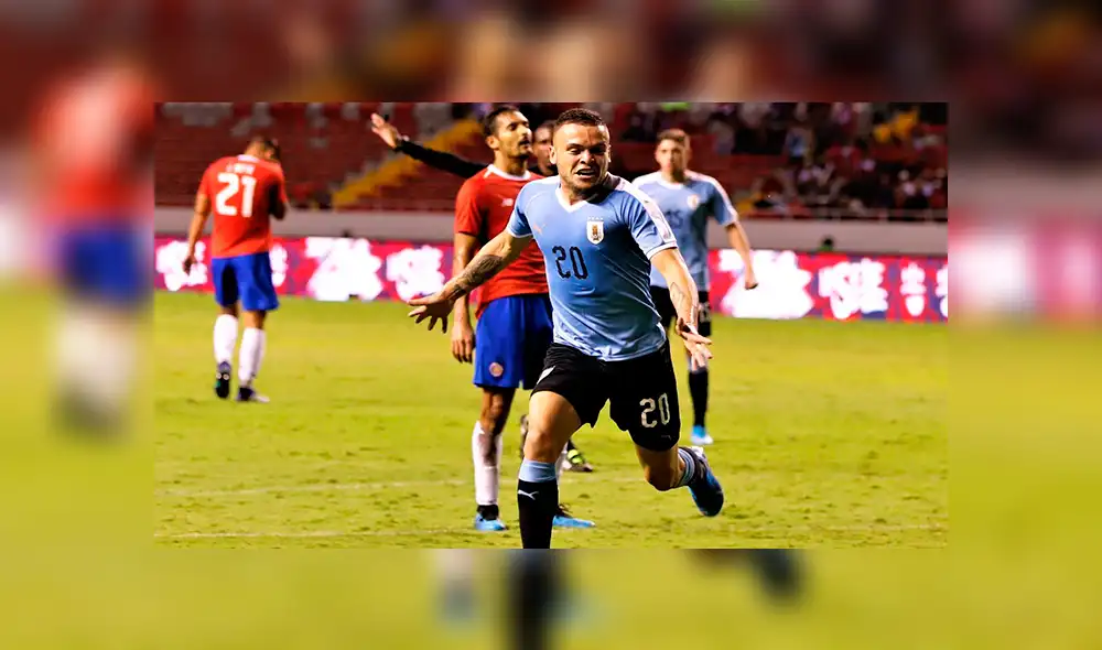 Jonathan Rodríguez anotó un gol agónico para darle la victoria a Uruguay ante Costa Rica. (Foto: Twitter Selección Uruguay) Jonathan Rodríguez anotó un gol agónico para darle la victoria a Uruguay ante Costa Rica. (Foto: Twitter Selección Uruguay)