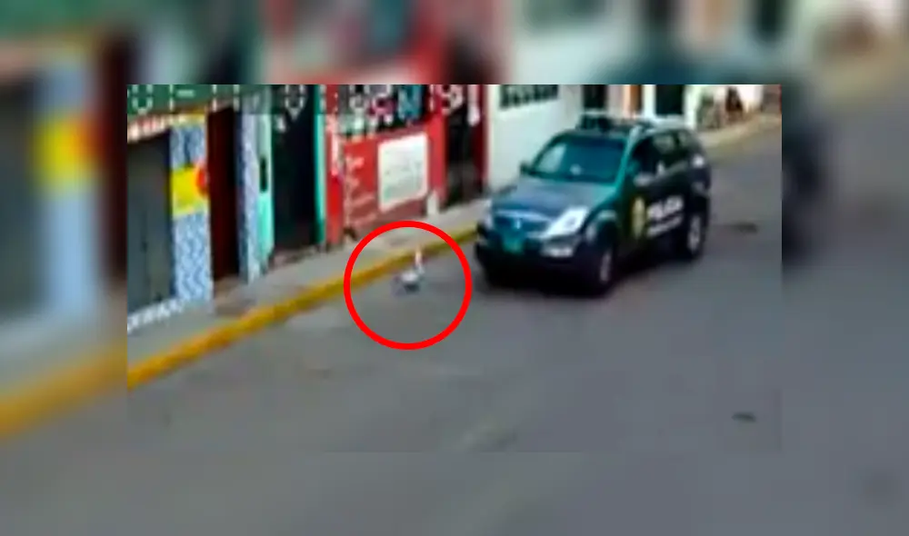 En Facebook, cámaras de seguridad captan el momento que un policía baja de su vehículo para recoger al animal que estaba perdido. En Facebook, cámaras de seguridad captan el momento que un policía baja de su vehículo para recoger al animal que estaba perdido.