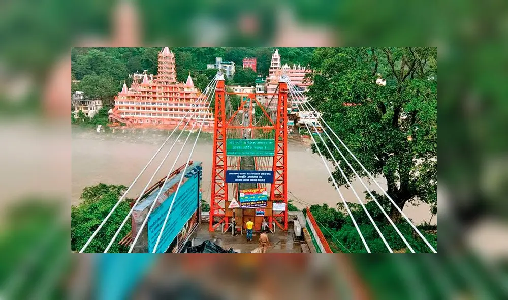 Puente Lakshman Jhula, sobre el río Ganger en la India. Foto: Difusión. Puente Lakshman Jhula, sobre el río Ganger en la India. Foto: Difusión.