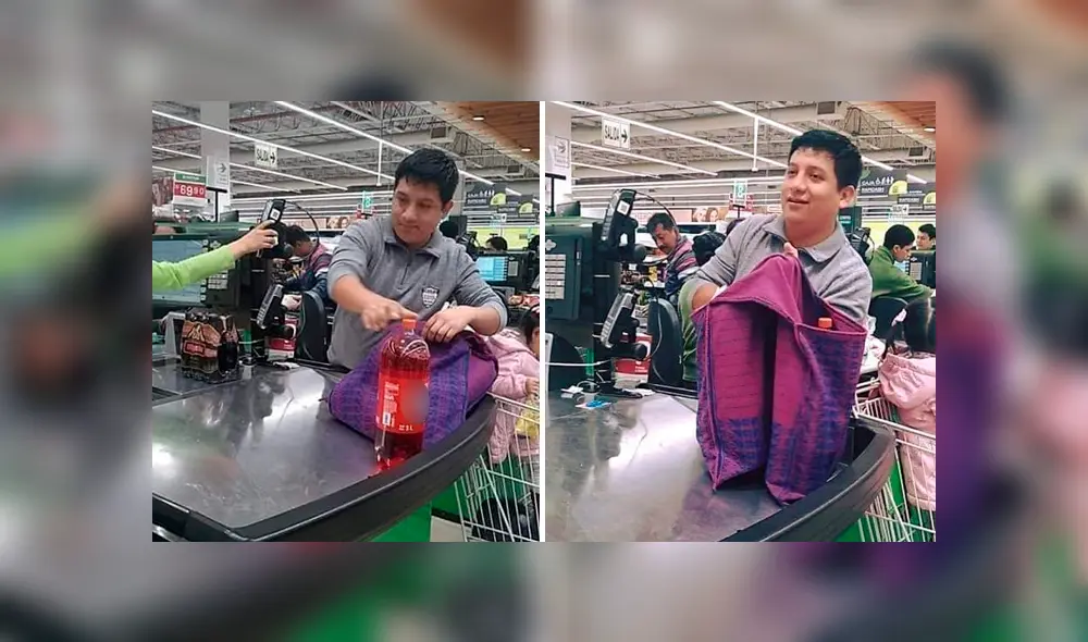 Chico usa alforja cajamarquina en vez de bolsa para comprar en supermercado y causa furor [VIDEO]