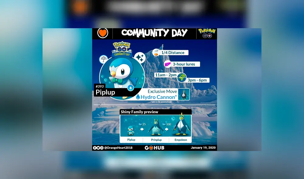 Durante el Coomunity Day de Piplup, las incubadoras tendrán el doble de eficacia. Durante el Coomunity Day de Piplup, las incubadoras tendrán el doble de eficacia.