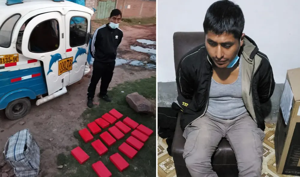 Dos sujetos fueron detenidos por tener en su poder clorhidrato de cocaína, en Juliaca. Foto: PNP Dos sujetos fueron detenidos por tener en su poder clorhidrato de cocaína, en Juliaca. Foto: PNP